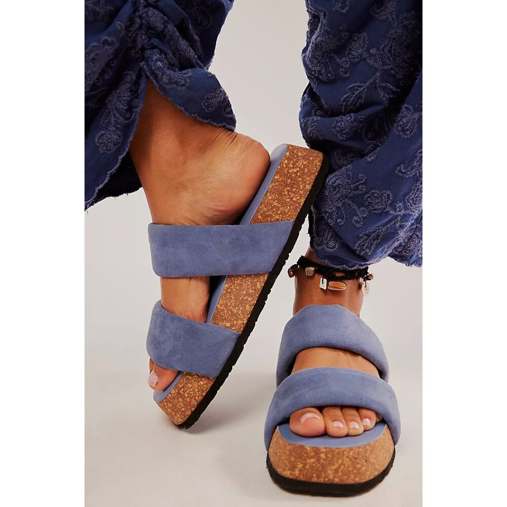🎉LAST CHANCE🎉 FREE PEOPLE Fairmount Flared Sandals / Seascape - Picture 2 of 11